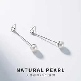 Charm S925 Sterling Silver Earrops Natural Freshwater Pearl Simplicity European and American Eyment arcs abs