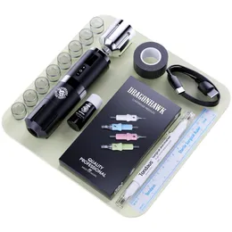 DragonHawk Wireless Tattoo Kit Rotary Pen Machine Catrones Needles Black Ink Set TZ-038ly