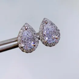 Water Drop Diamond Stud Earring 100% Real 925 Sterling Silver Engagement Wedding Earrings for Women Bridal Party Jewelry Gift