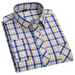 Мужские повседневные рубашки BAMBOOPLE Мужская клетчатая рубашка с длинным рукавом Роскошная 100% хлопок Тонкая деловая свободная офисная повседневная клетчатая социальная одежда AEchoice 230323