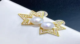 220907003 Diamondbox Jewelry earrings ear studs white PEARL sterling 925 silver rhinestone star Zirconia aka 665 mm round penda4234879