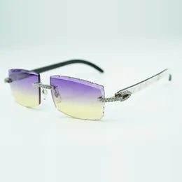 Mittlere Diamond Buffs-Sonnenbrille, rechteckige Sonnenbrille 3524031 mit naturweißen Hybrid-Büffelhorn-Bügeln und 57-mm-geschliffenen Gläsern