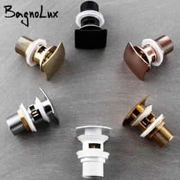 Drains Bagnolux Polished Gold Black Brass White Corrosion Resistant Easy To Clean Pop Up Button Square Hole Bathroom Basin Sink Drainer 230323