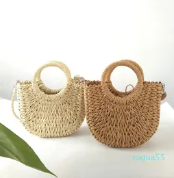 Designer-Damen-Stroh-Strandtasche, gewebte Umhängetaschen, Umhängetasche mit Henkel, Handtasche für den Sommer