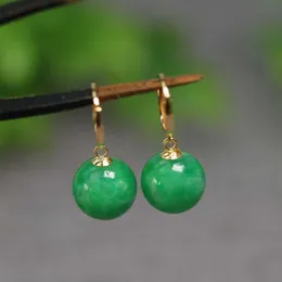 Urok 10 mm naturalny jadeite jadeiki kolczyki 18K Hook Eardrop Walentynki DIY Święto Dziękczynienia Nowy Rok Easter Cultured Z0323