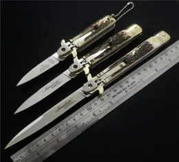 Solingen Antler Tactical Folding Knife Italian Mafia Automatic Stiletto Horizo​​ntal Knives 440C屋外キャンプハンティングサバイバルPO2704496