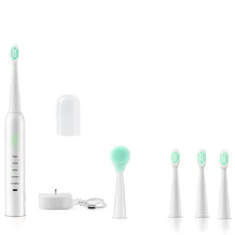 5 In1 Electric Tooth Brush USB -laddning Laddningsbar sonisk tandborste vattentät tand renare tandblitare med 4st ersättare