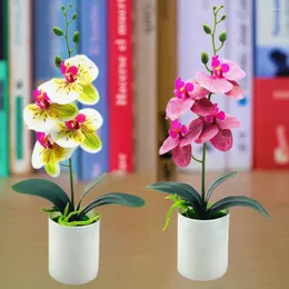 Decorative Flowers Fancy Artificial Bonsai UV-resistant Fresh-keeping PVC Outdoor Indoor Potted Fake Orchid Flower DIY