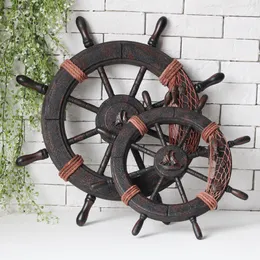 Decorative Objects Figurines ResinWooden Decorative Mediterranean-style Steering Wheel Wall Decor Steering Model Marine Theme Adornment Home Decor 230324