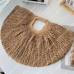 Bolsa de praia de palha de luxo de verão Bolsas de designers femininas férias letras clássicas de fivela dourada bolsas de praia bolsas casuais bolsas