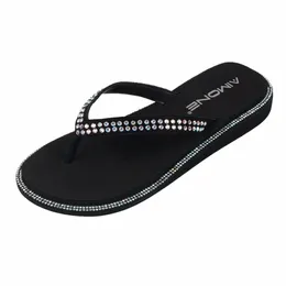 여름 슬리퍼 플립 여성 Aimone Flops Muriel Womens Multicolor Rhinestone Low Heel Sandals Lady Beach Flip Flip Casual Beach Shoes981 S