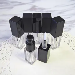 収納ボトルミニ3.5ml空の正方形のプラスチックリップグロスチューブDIY透明な液体メイクアップコンテナ黒いキャップサンプル旅行ボトル付き