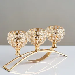 Candle Holders Metal Candle Holders Candlestick Crystal Coffee Dining Table Centerpieces Stand Candlesticks Wedding Christmas Home Decoration 230324