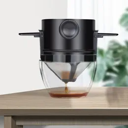 Hävlande kaffefilter bärbart rostfritt stål dropp kaffekaffehållare tratt korg återanvändbar tepanna