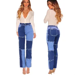 Kvinnors jeans 2023 Spring Summer Fashion Beggar Patchwork Midwaist Högelastisk personlig rocktrend H299 230324