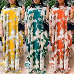 Ubranie etniczne Eleganckie afrykańskie sukienki maxi dla kobiet 2023 Druk plus size Kaftan Muslim Evening Party Long Dress Summer Africa 230324