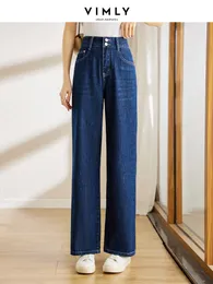 Kvinnors jeans Vimly Wide Leg Pant for Women 2023 Spring Autumn Fashion Trousers High midja Löst rak Street Denim Pants 230324
