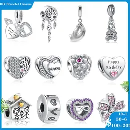 925 siver beads charms for pandora charm bracelets designer for women Mom Love Clip Family You Unlimited Charm