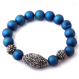 Strand Fashion Vrouwen Jurk Steen Armband B Druzy Met Ovale Pave Ball Natuurlijke Armbanden