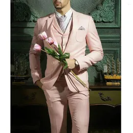 Men's Suits 2023 Pink Men's Casual Boutique Business Solid Color Groom Wedding Formal Blazers Dress Trajes De Hombre Modernos Para Bodas