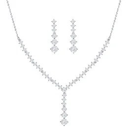 Necklace Earrings Zircon Bridal Wedding Jewelry Sets for Brides Bridesmaid Prom Costume Accessories for Women