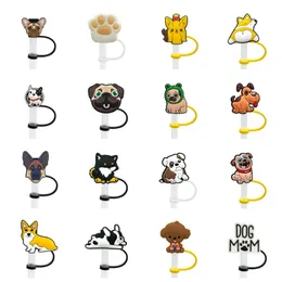 dog straw cover topper silicone accessories cover charms reusable splash proof drinking dust plug decorative DIY your own 8mm straw