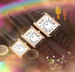 5A高品質ローマの長方形の形状Quartz時計ファッション愛好家男性女性愛好家シルバータンクシリーズラグジュアリー本革ビジネス薄いブレスレット腕時計ギフト