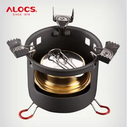 캠프 주방 ALOCS CS-B02 CS-B13 옥외 배낭 여행 하이킹 캠핑 용광로를위한 스탠드와 함께 소형 미니 스피릿 알코올 스토브 230323