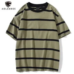 Mens Tshirts Aolamegs Men T Shirt Color Block Print 3 Färg Valfri Tee Shirts Simple High Street Basic AllMatch Cargo Tops Male Streetwear 230324