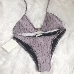 V-hals Dam Baddräkt Sommar Bikini Badkläder Sexig Baddräkt Bokstav Bikinis Set Bodysuit Badkläder Simbad Kostymer