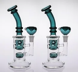 Bong difusor com fenda em linha Bong de vidro reciclador Dab Rig Hookah com suporte para gelo 14 mm Joint Bowl Glass Water Bongs Jet Perc