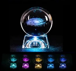 Nyhetsartiklar Crystal Ball 3D Galaxy Milu Deer Model Glass Globe With LED Base K9 Lamp Night Light Lysande färgglada hem