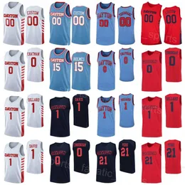 Баскетбольный колледж 21 Dyshawn Pierre Jerseys Dayton Flyers 0 Родни Чатман 0 Джош Каннингем 1 Кевин Диллард 1 Даррелл Дэвис Черный Красный Блю белый сшит на университете