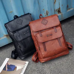 Okul çantaları unisex vintage retro sırt çantası tasarımcısı pu deri adam kızlar genç sırt çantaları okul çantası büyük kapasiteli erkek öğrenci çantası sac 230324