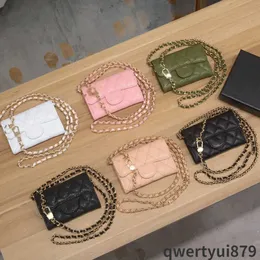 2023 New Womens Caviar Ather Mini Mynt Korthållare Handväska Walt Kalvskinn/Lammskinn Kohud Guld Hardware Matelass Kedja Byst Midja Fanny Pack Sacoche Handväskor 0323/23