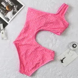 Women's Swimwear Conservative fashion Summer One-piece swimming suit girl Bare waist on one shoulder f print Beach Triangle Suit Swimsuit Bathing Suit