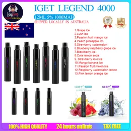 Original IGET Legend Disposable Pod E cigarette Device 4000 Puffs 12ml Prefilled Pods Cartridges Stick Vape Pen Authentic
