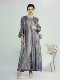 Ethnic Clothing Ramadan Eid Djellaba Suits Abaya Dubai Two Pieces Muslim Sets Dress Turkey Islam Abayas With Belt WY1336