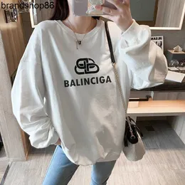 Men's Hoodies Sweatshirts Fall New Paris Long-sleeved Round Neck Sweater and Women's Ins Trend Loose Solid Color Top