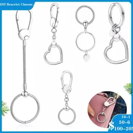 925 Siver Beads Charms för Pandora Charm -armband Designer för kvinnor USA Style Silver Color Charms Snake Bone Openable Heart Clip Keychain
