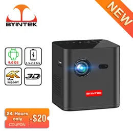 Projektoren BYINTEK P19 Intelligenter tragbarer Miniprojektor 7800-mAh-Akku Android 90 TV-Shutter 3D-Unterstützung 1080P Full HD und 4K-Heimkino Z0323