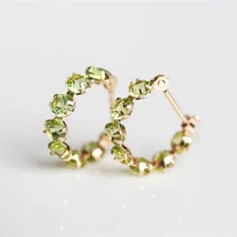 Charm Original Design Silver Inlaid Peridot Single Row Emerald Earrings for Women Fresh Style Ear Buckle Fashion Marriage Jewelry Z0323