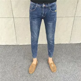 Męskie spodnie moda duch społeczny facet kowboj dżins dżinsy modne spodnie marka Jean Slim Homme Pencil Men 230324