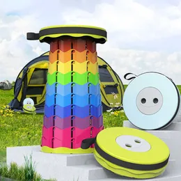 Camp Furniture Rainbow Outdoor Camping Portable Multifunktionell fiskekö Teleskopisk avföringsvikningsstol J230324