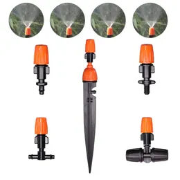 Sprayers Garden Orange Adjustable Dripper Sprayer Nozzle Atomizing Sprinklers with 1/4" Tee Barb Thread Connector Micro Irrigation System P230310