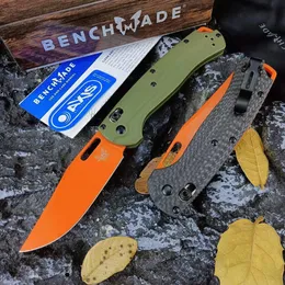 Benchmade Hunt 15535 Taggedout Solding Knife Orange Coating CPM-154 Clip Blade Zielone G10/Rąk z włókna węglowego EDC Polowanie na zewnątrz noży samoobrony
