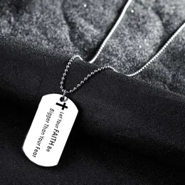 Pendant Necklaces Inspirational Gifts Stainless Steel Dog Tag Let Your Faith Be Bigger Than Fear Necklace Family Friends Jewelry