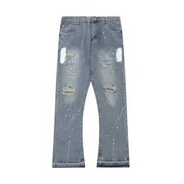 Plusowe spodnie męskie wszechstronne litera Drukuj dżinsy High Street Women's Men's Casual Spods J49F88