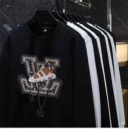 Erkek Hoodies Sweatshirts Tasarımcı Yuvarlak Boyun Kazak Sıcak Elmas Kazak 2022 Yeni Moda Markası Ins Sonbahar Uzun Kollu T-Shirt Saf Pamuk Alt Gömlek E4K8
