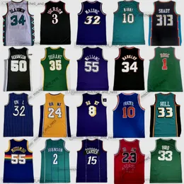 Jersey Alex Petrovic de Basquete Retro clássico 30 Dell Stephen Curry Tyrone Msy Bogue Alonzo de luto Dikembe Mutombo Ron Rondo Grant Hill Tracy McGrady